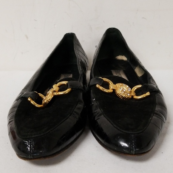 Brunella Black Crocodile Slip On Loafers Shoes 37 - Picture 2 of 8